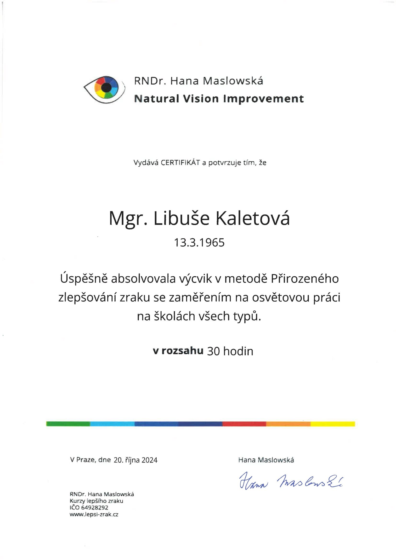 Certifikát H. Maslowská-1